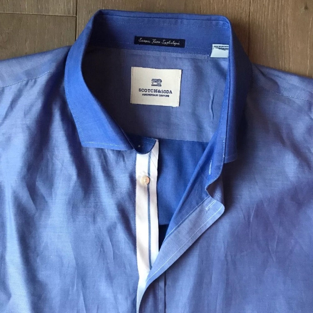 scotch & soda Men’s Button Down Shirt XxL Blue
